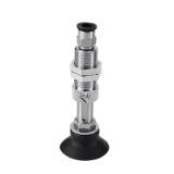 PC - Deep concave vacuum suction cup - spring top vacuum port assembly